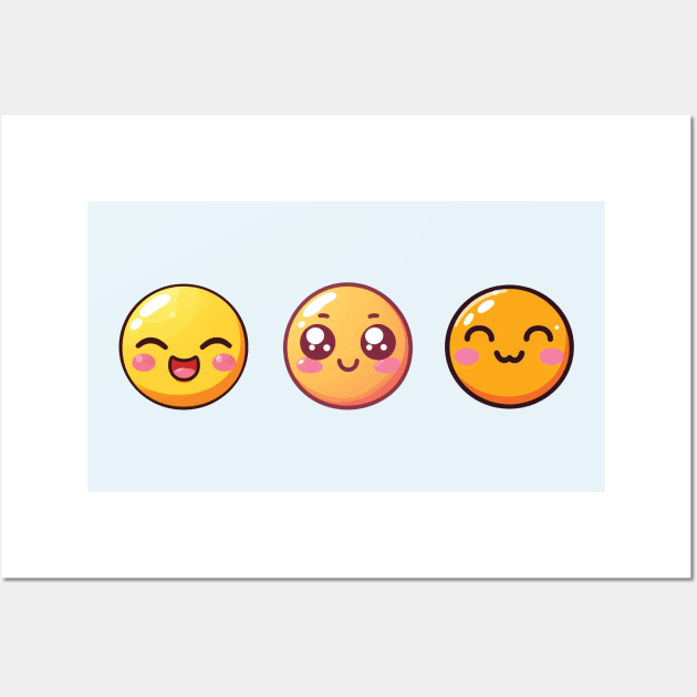 Happy Smiley Faces Pack Wall Art by blue-koala